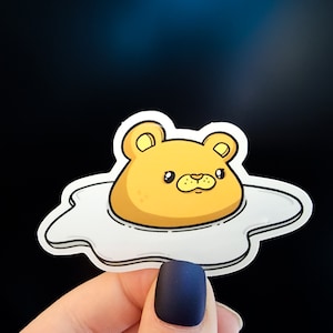 Fried Egg Bear Sticker | Weather proof & Dishwasher Safe Sticker | Great for Water Bottles, laptop, Phone case | Gift