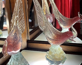 Murano Glass Pheasants - Pair