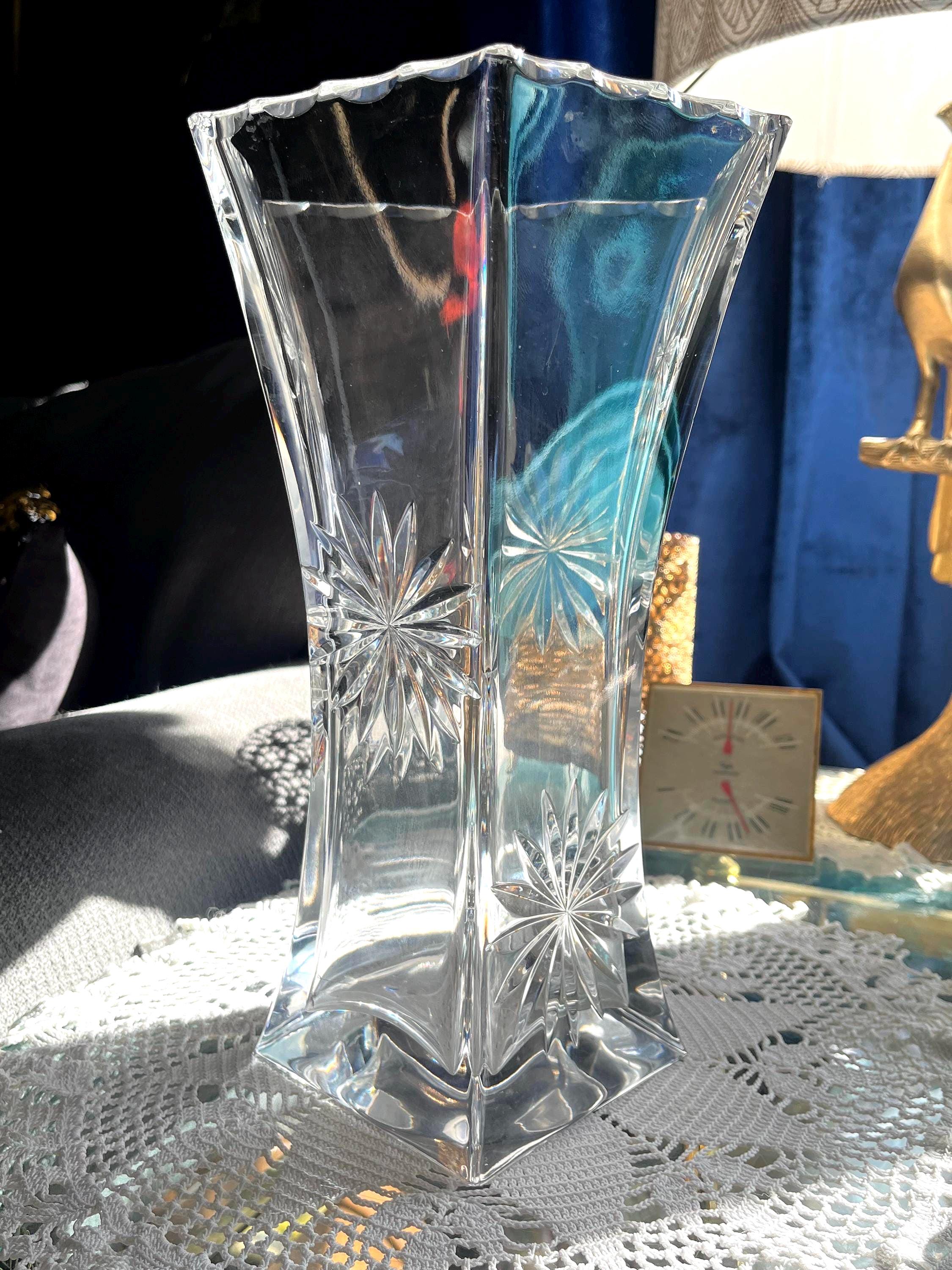 大きなボヘミアクリスタル花瓶 - Etsy 日本