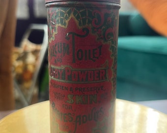 【フランスヴィンテージ】アルミ製のベビーパウダー缶 ヴィンテージの装飾的なベビーパウダーの缶、ラ カステッロ、デボン NY