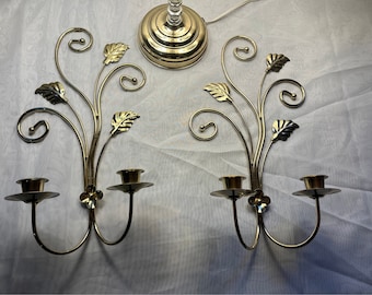 Home Interiors Gold Floral Sconces - Pair