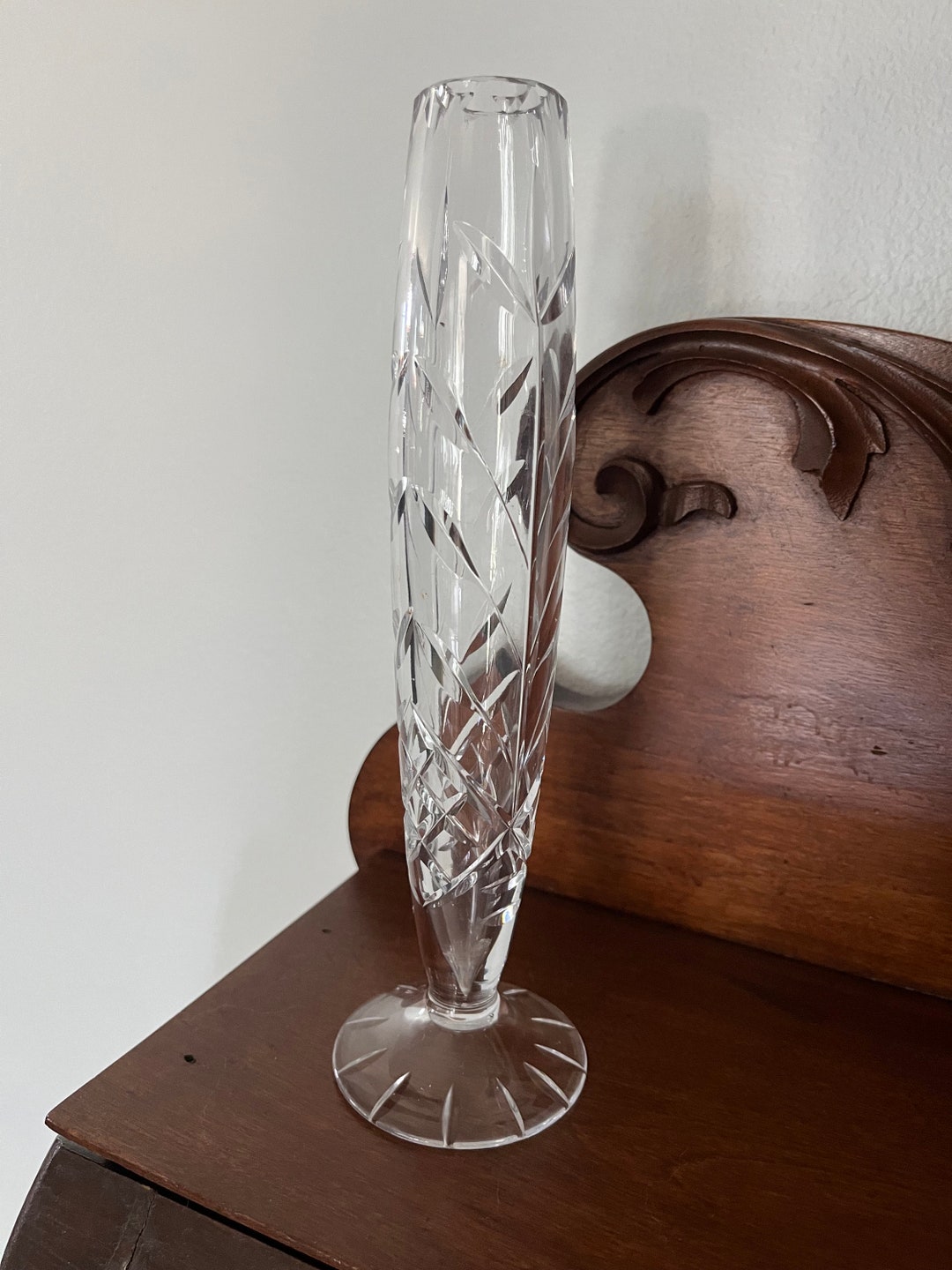 Cut Crystal Footed Bud Vase Etsy