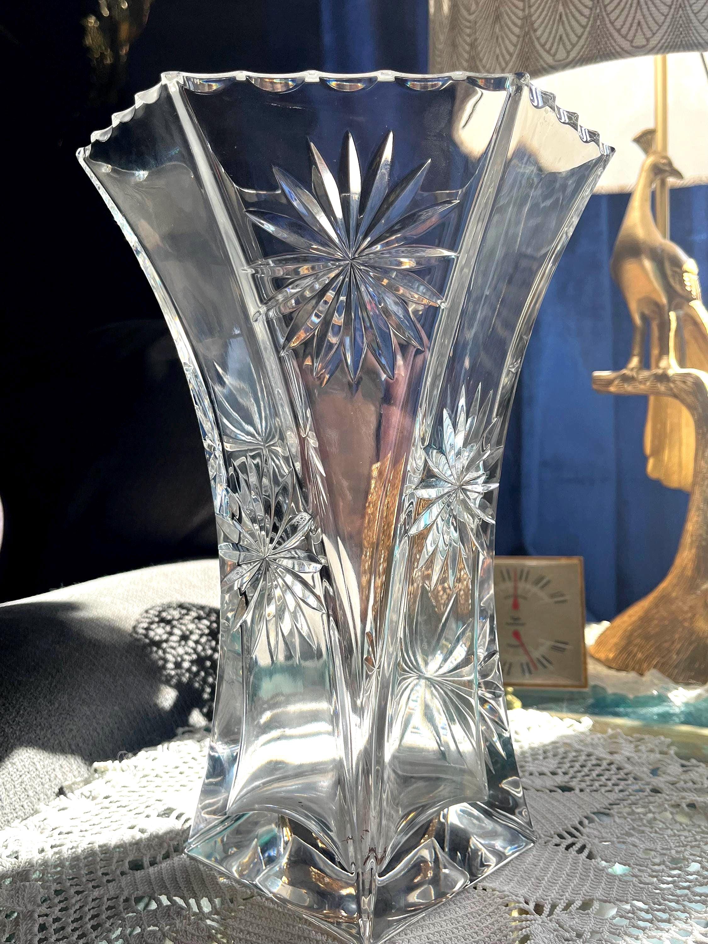 大きなボヘミアクリスタル花瓶 - Etsy 日本