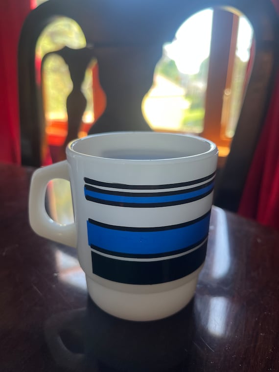Fire-king Striped Mug - Etsy
