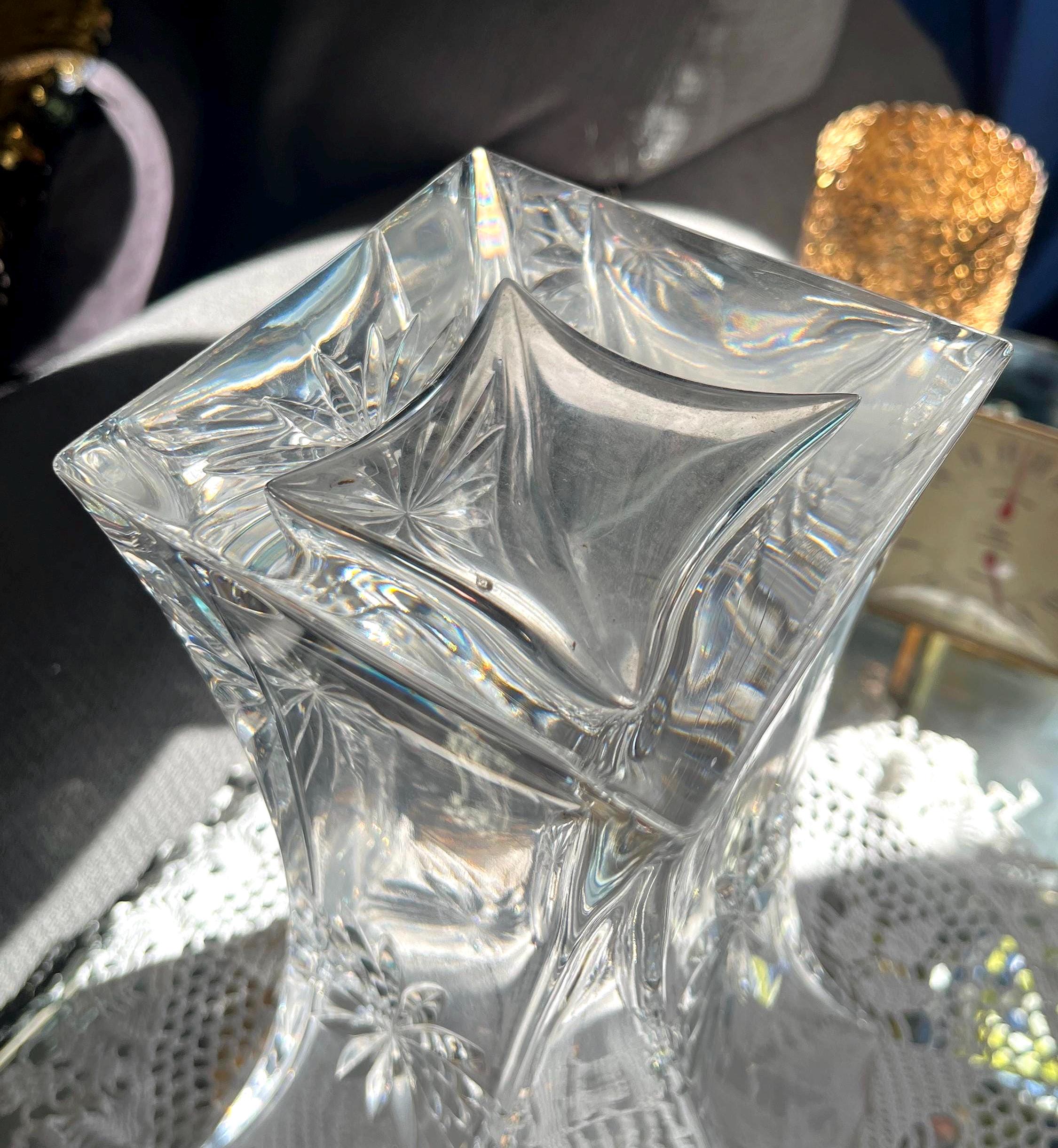 大きなボヘミアクリスタル花瓶 - Etsy 日本