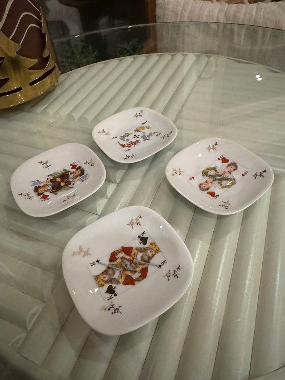 1950s Vintage Limoges Porcelain Playing Card - Set