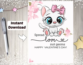 Kids Kitty / Kitten / Cat Valentine's - NO PERSONALIZATION - Instant download