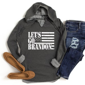 Women&#39;s Let&#39;s Go Brandon Hoodie USA Flag , Funny Anti Biden Republican Conservative Hoodie, Anti Democrat, Anti Liberal, Lightweight Hoodie