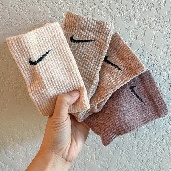 4 Pack Earth Tones Solid Dye Crew Socks