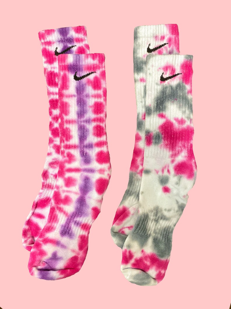 2Pairs PINK Nike Crew TieDye Socks DriFit Etsy