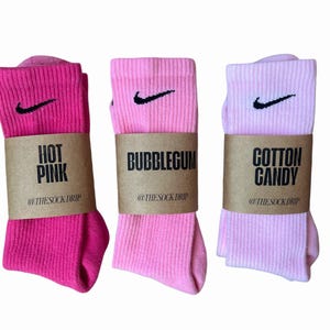 Pink Tones 3 Pack Solid Dye Crew Socks