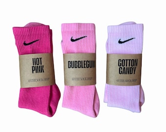 Pink Tones 3 Pack Solid Dye Crew Socks