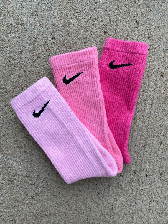 Pink Tones 3 Pack Solid Dye Crew Socks Etsy