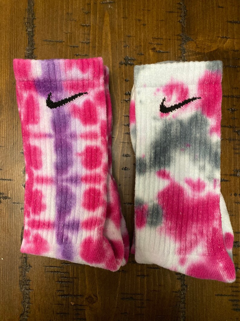2Pairs PINK Nike Crew TieDye Socks DriFit Etsy