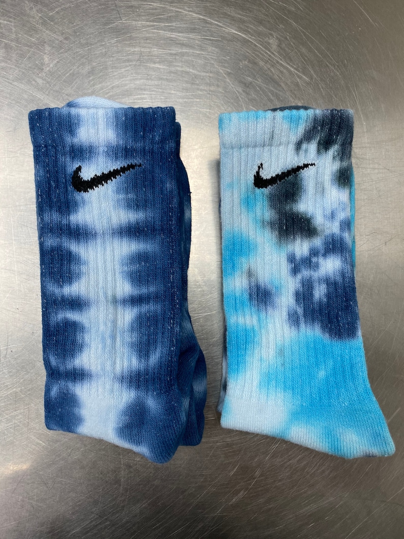 2pair BLUE Nike Crew Tiedye Socks Drifit Etsy
