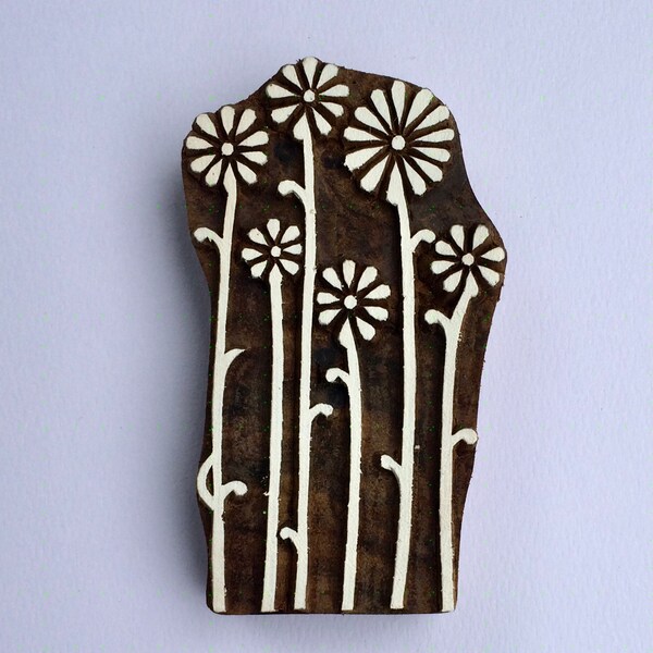 Almost gone TALL FLOWERS - Wooden Printing Block Stamp