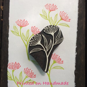 Eucalyptus Gum Double flower single block - Wooden Printing Block for Paper, Fabric, Clay