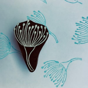 Eucalyptus gum flower  - Single wooden printing block stamp block to use on fabric, paper, cardmaking, pottery, clay, soapmaking stamp