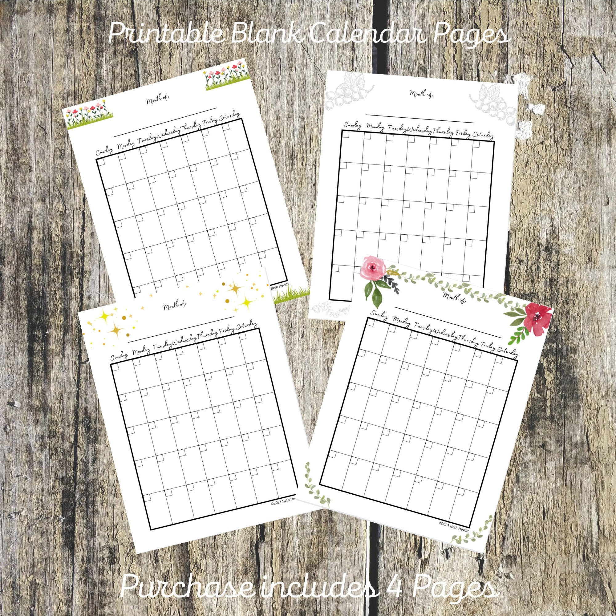 printable-pack-of-blank-calendar-pages-includes-4-different-pages-etsy