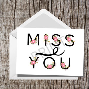 Printable Miss You Flower 5x7 Card