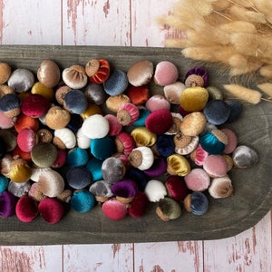 Velvet Acorns Fall Decor | Rustic Autumn Bowl Filler | Thanksgiving Tiered Tray Accent | Cozy Farmhouse Harvest Decoration | Set of 20