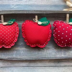 Fabric Apple | Apple Bowl Filler | Small Teacher Gift | Apple Tiered Tray Decor