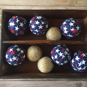 Fourth of July Rag Balls | Rustic Independence Day Bowl Filler | Rustic Americana Bowl Filler