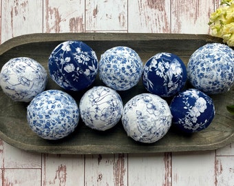 Chinoiserie Decor Ball | Blue and White Sphere | Blue Decorative Orb | Elegant Table Centerpiece | Mantel Bowl Filler