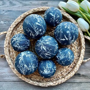 Dark Blue Toile Decor Balls | Blue Chinoiserie Decor | Blue and White Rag Ball | Blue French Farmhouse Decor