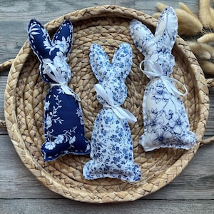 Chinoiserie Bunnies | Blue and White Easter Decor for Spring | Farmhouse Rabbit