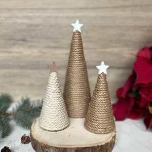 Rustic Christmas Tree | Farmhouse White Tree | Twine Holiday Decor | Jute Christmas Tree