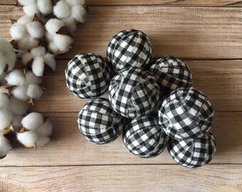Rustic Buffalo Check Rag Balls | Buffalo Plaid Bowl Filler