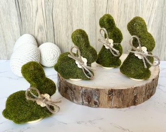 Mini Moss Bunnies | Spring Tiered Tray Bunny | Farmhouse Easter Decor