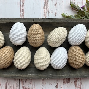 Farmhouse Eggs Twine Eggs Macrame Eggs Neutral Easter Decor image 7