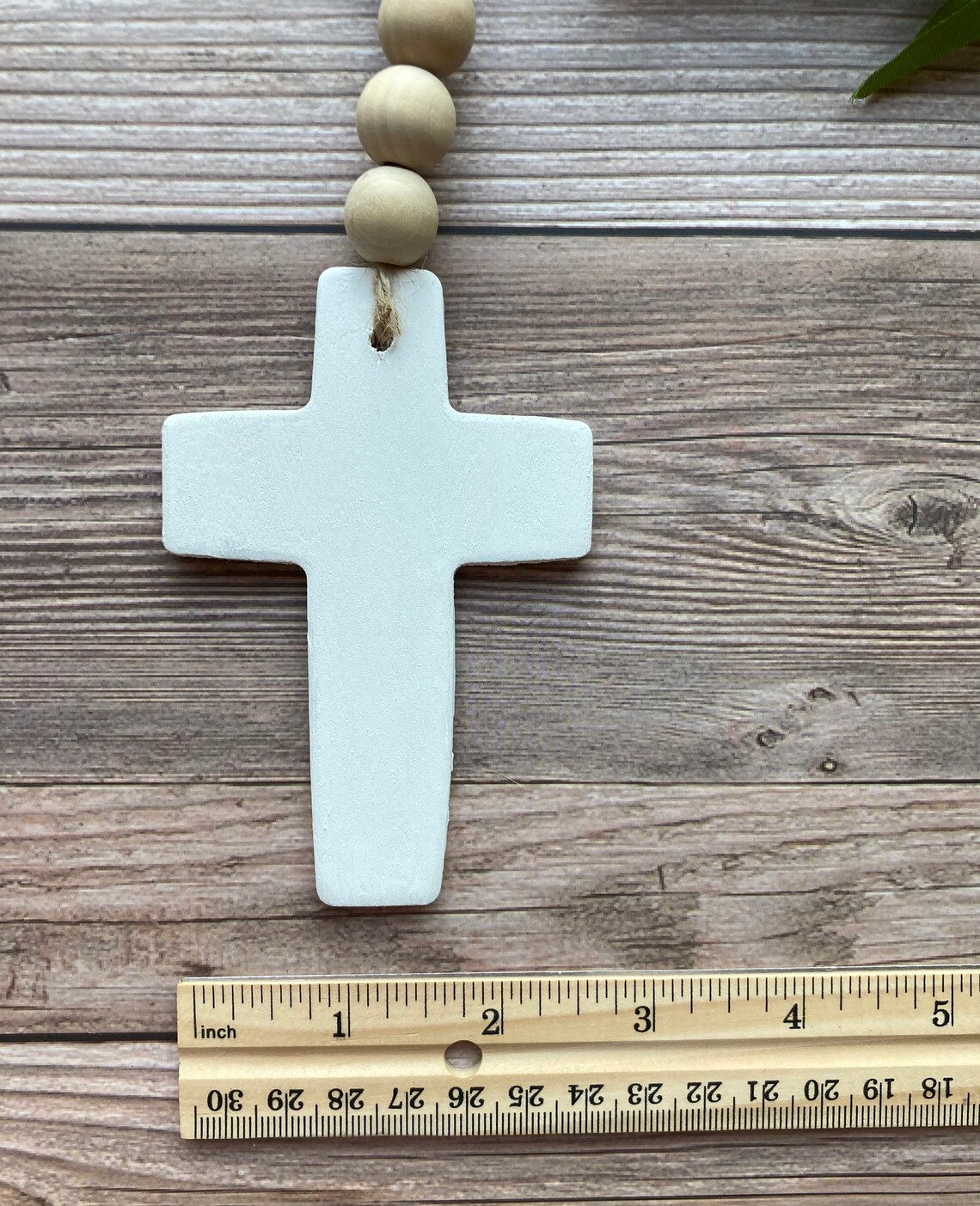 Wood Bead Cross Garland Rustic Cross Garland Farmhouse Etsy