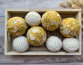 Rustic Yellow Rag Balls | Rustic Bowl Filler | Primitive Fall Decor