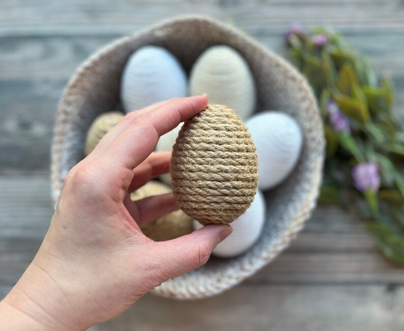 Farmhouse Eggs Twine Eggs Macrame Eggs Neutral Easter Decor image 3