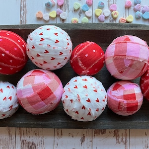 Farmhouse Valentine’s Day Rag Ball | Valentine's Day Bowl Filler | Rustic Valentine Table Decor