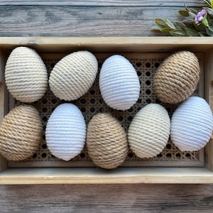 Farmhouse Eggs Twine Eggs Macrame Eggs Neutral Easter Decor image 1