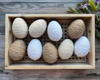 Farmhouse Eggs | Twine Eggs | Macrame Eggs | Neutral Easter Decor