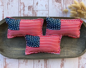 Fabric American Flags | Fourth of July Flag Bowl Filler | USA Tiered Tray