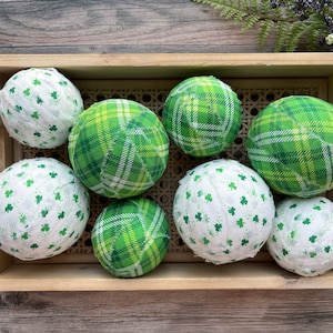 Rustic St. Patrick&#39;s Day Rag Balls | St. Patrick&#39;s Day Bowl Fillers | St. Patty&#39;s Day Table Decor