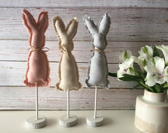 Farmhouse Bunnies | Rustic Fabric Bunny | Easter Table Decor
