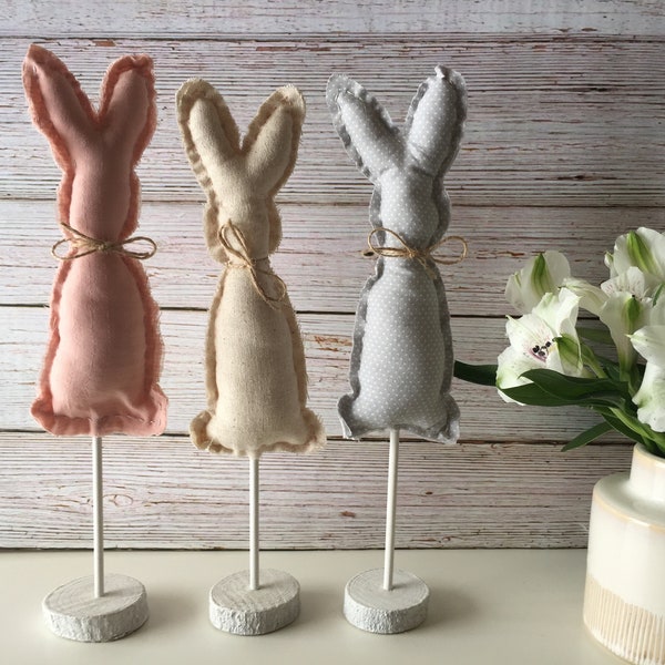 Farmhouse Bunnies | Rustic Fabric Bunny | Easter Table Decor