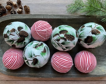 Christmas Rag Balls | Rustic Holiday Bowl Filler | Farmhouse Christmas Decor
