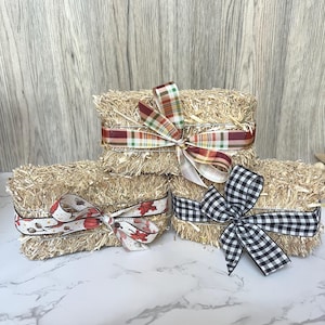 Hay Bale Tiered Tray Decor | Mini Hay Bales | Farmhouse Tray Filler | Autumn Centerpiece