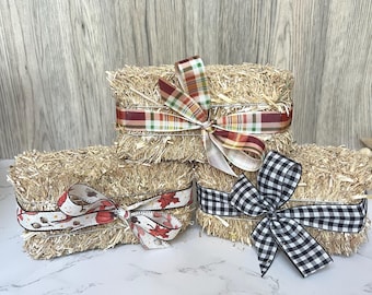 Hay Bale Tiered Tray Decor | Mini Hay Bales | Farmhouse Tray Filler | Autumn Centerpiece