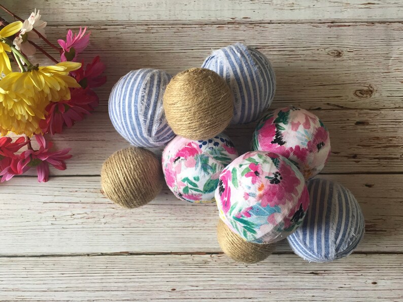 Farmhouse Summer Rag Balls Summer Bowl Filler Rustic Etsy