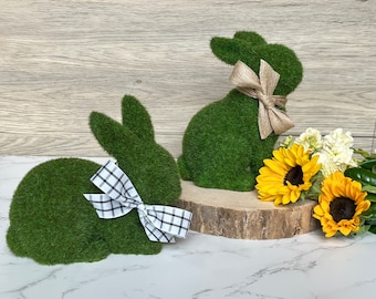 Medium Moss Bunny | Spring Tiered Tray Bunny | Easter Farmhouse Decor