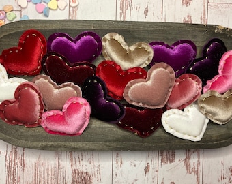 Velvet Heart Bowl Fillers | Valentine Tiered Tray Decor | Rustic Valentine's Day Decor